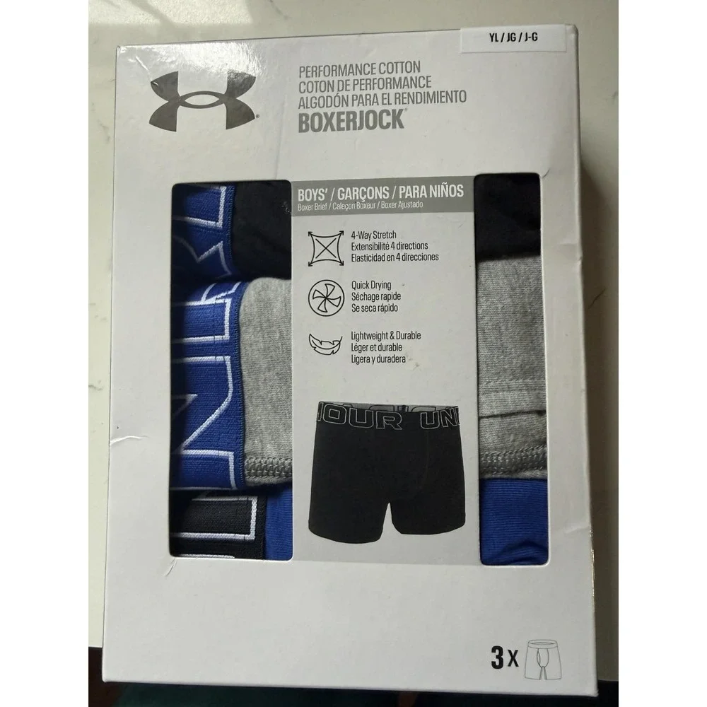 Under Armour Boys Boxerjock 3-Pack‎ Performance Tech Boxer Briefs YLG